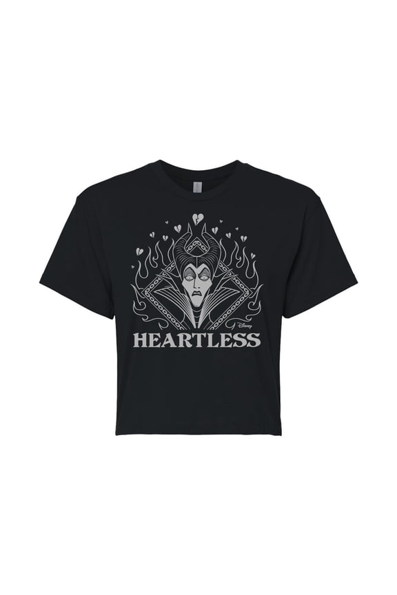 Villains - Maleficent Heartless - Juniors Cropped Cotton Blend T-Shirt