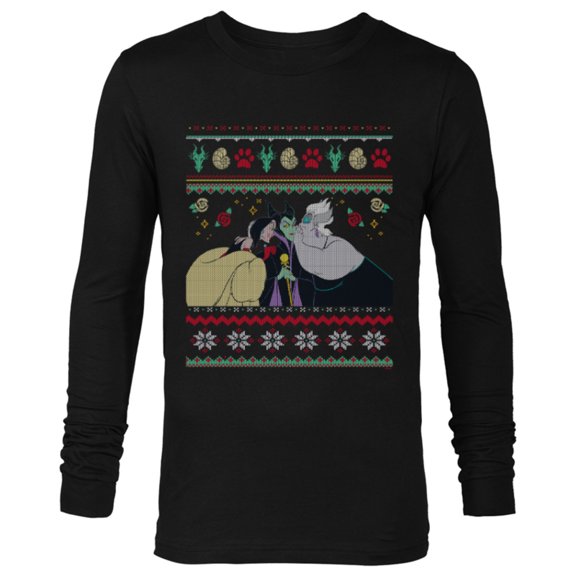 Disney Villains Maleficent Ursula Cruella Christmas Sweater - Long Sleeve T-Shirt for Men - Customized-Black