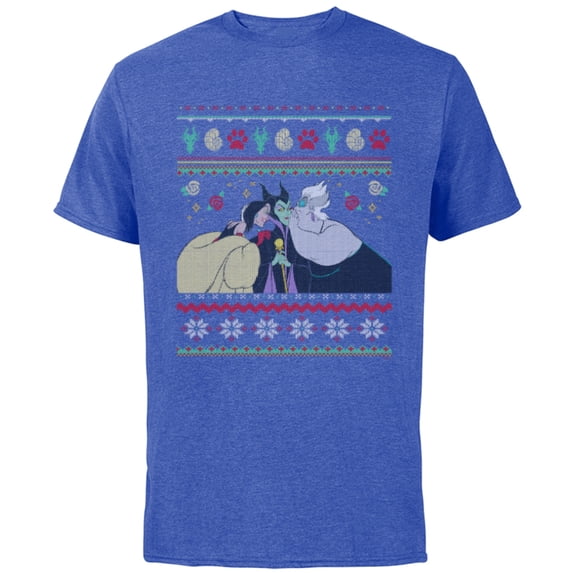 Disney Villains Maleficent Ursula Cruella Christmas Sweater - Short Sleeve Cotton T-Shirt for Adults - Customized-Royal Heather