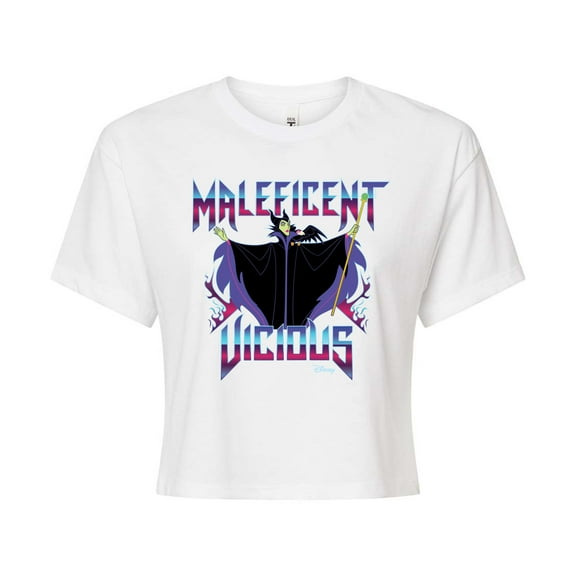 Disney Villains - Maleficent Vicious - Juniors Cropped Cotton Blend T-Shirt