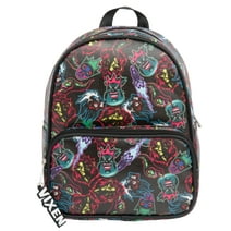 Disney Villains Mini Backpack with Allover Print & Molded Vixen Dangle, 10.5 Inches, Adjustable Straps, Faux Leather