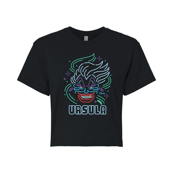 Disney Villains - Neon Ursula - Juniors Cropped Cotton Blend T-Shirt