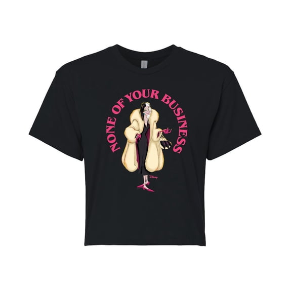 Disney Villains - None Of Ur Business - Juniors Cropped Cotton Blend T-Shirt