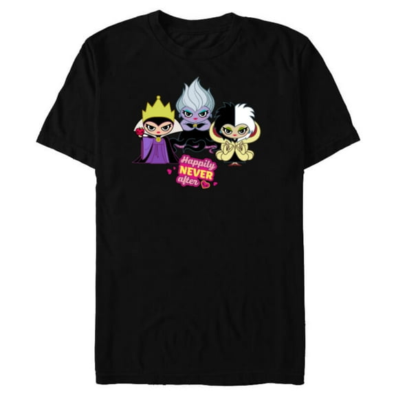 Disney Villains Queen Ursula Cruella Happily NEVER After - Short Sleeve Blended T-Shirt for Adults - Customized-Black