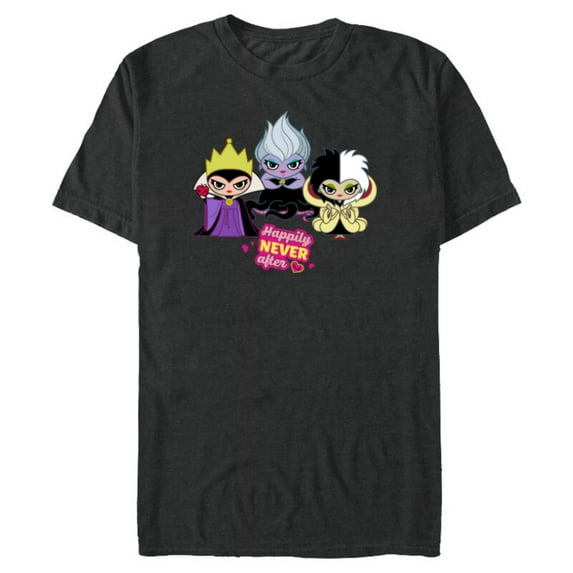 Disney Villains Queen Ursula Cruella Happily NEVER After - Short Sleeve Blended T-Shirt for Adults - Customized-Dark Heather