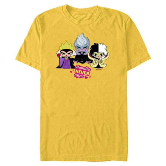 Disney Villains Queen Ursula Cruella Happily NEVER After - Short Sleeve Blended T-Shirt for Adults - Customized-Yellow