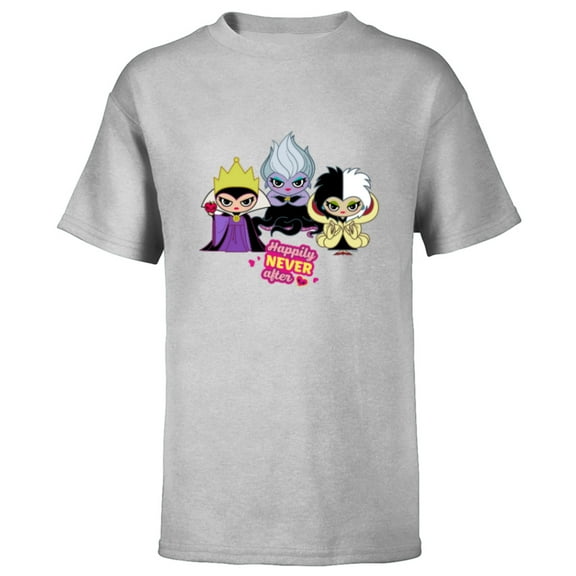 Disney Villains Queen Ursula Cruella Happily NEVER After - Short Sleeve T-Shirt for Kids - Customized-Athletic Heather