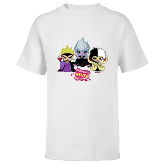 Disney Villains Queen Ursula Cruella Happily NEVER After - Short Sleeve T-Shirt for Kids - Customized-White