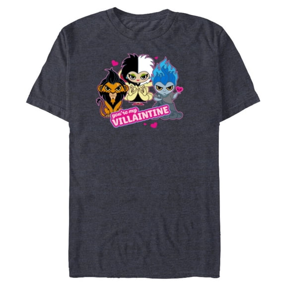 Disney Villains Scar Cruella and Hades You’re My Villaintine - Short Sleeve Blended T-Shirt for Adults - Customized-Navy Heather