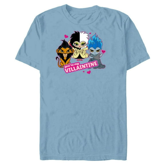 Disney Villains Scar Cruella and Hades You’re My Villaintine - Short Sleeve Blended T-Shirt for Adults - Customized-Ocean Blue