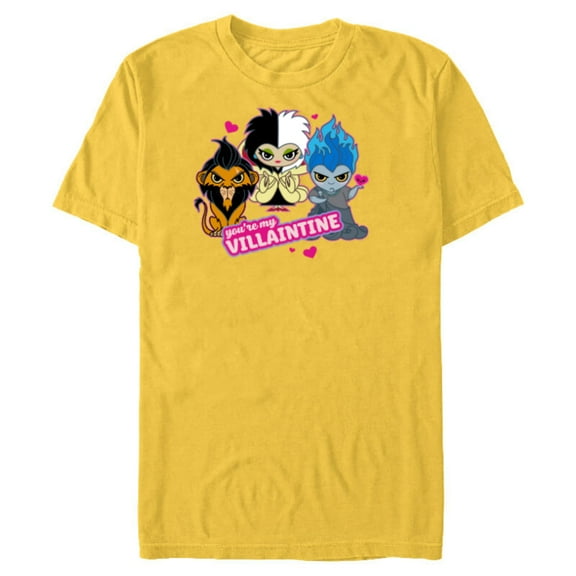 Disney Villains Scar Cruella and Hades You’re My Villaintine - Short Sleeve Blended T-Shirt for Adults - Customized-Yellow