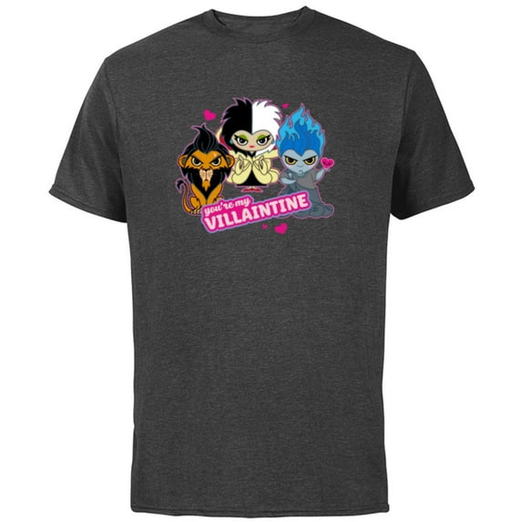 Disney Villains Scar Cruella and Hades You’re My Villaintine - Short Sleeve Cotton T-Shirt for Adults - Customized-Charcoal