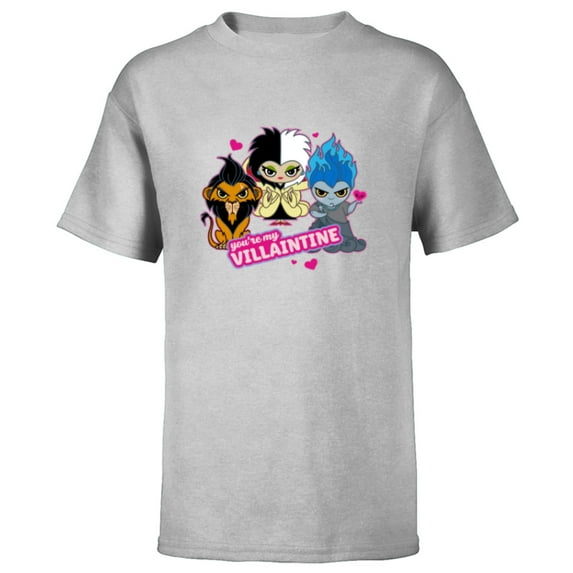 Disney Villains Scar Cruella and Hades You’re My Villaintine - Short Sleeve T-Shirt for Kids - Customized-Athletic Heather