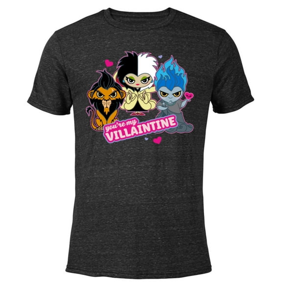 Disney Villains Scar Hades Cruella You’re My Villaintine - Short Sleeve Blended T-Shirt for Adults - Customized-Black