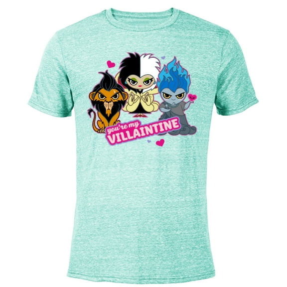 Disney Villains Scar Hades Cruella You’re My Villaintine - Short Sleeve Blended T-Shirt for Adults - Customized-Ocean Blue