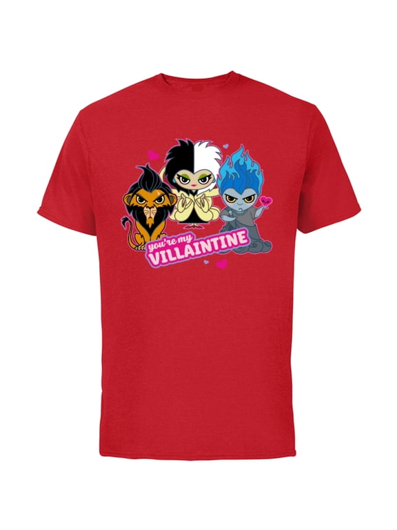 Villains Scar Hades Cruella You’re My Villaintine - Short Sleeve Cotton T-Shirt for Adults - Customized-Red