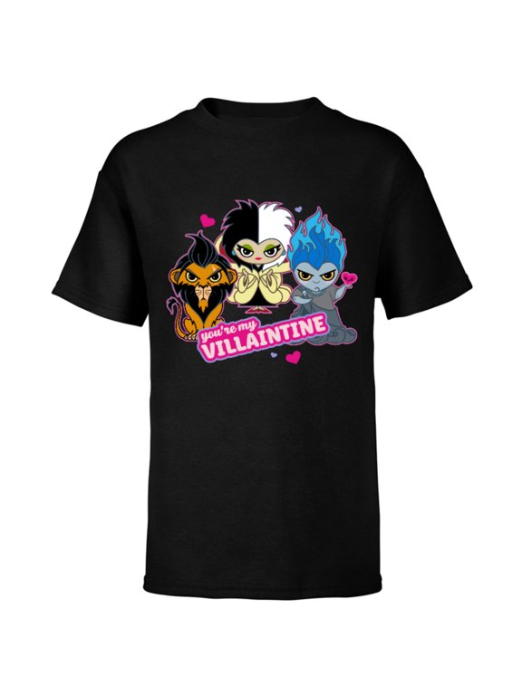 Villains Scar Hades Cruella You’re My Villaintine - Short Sleeve T-Shirt for Kids - Customized-Black