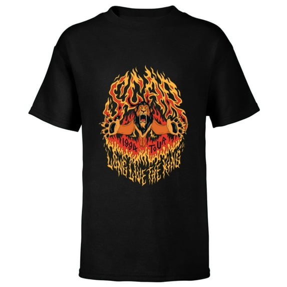 Disney Villains Scar Long Live the King 1994 Tour Rock Band - Short Sleeve T-Shirt for Kids - Customized-Black