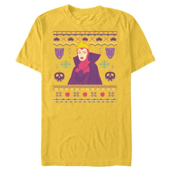 Disney Villains Snow White Evil Queen Christmas Sweater - Short Sleeve Blended T-Shirt for Adults - Customized-Yellow