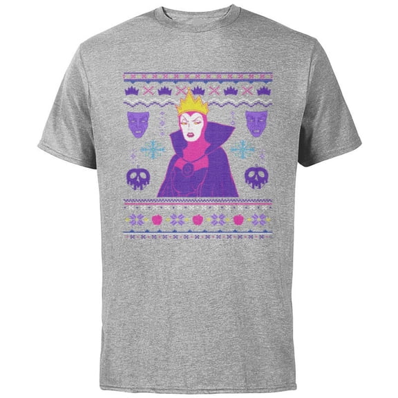 Disney Villains Snow White Evil Queen Christmas Sweater - Short Sleeve Cotton T-Shirt for Adults - Customized-Athletic Heather