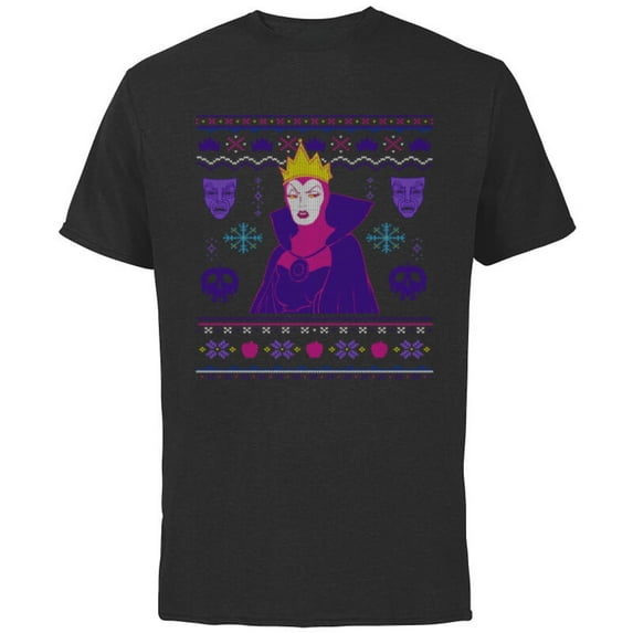 Disney Villains Snow White Evil Queen Christmas Sweater - Short Sleeve Cotton T-Shirt for Adults - Customized-Black