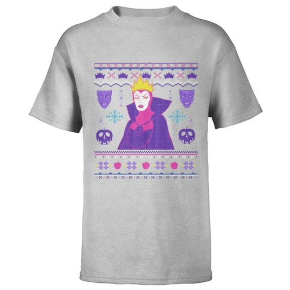 Disney Villains Snow White Evil Queen Christmas Sweater - Short Sleeve T-Shirt for Kids - Customized-Athletic Heather