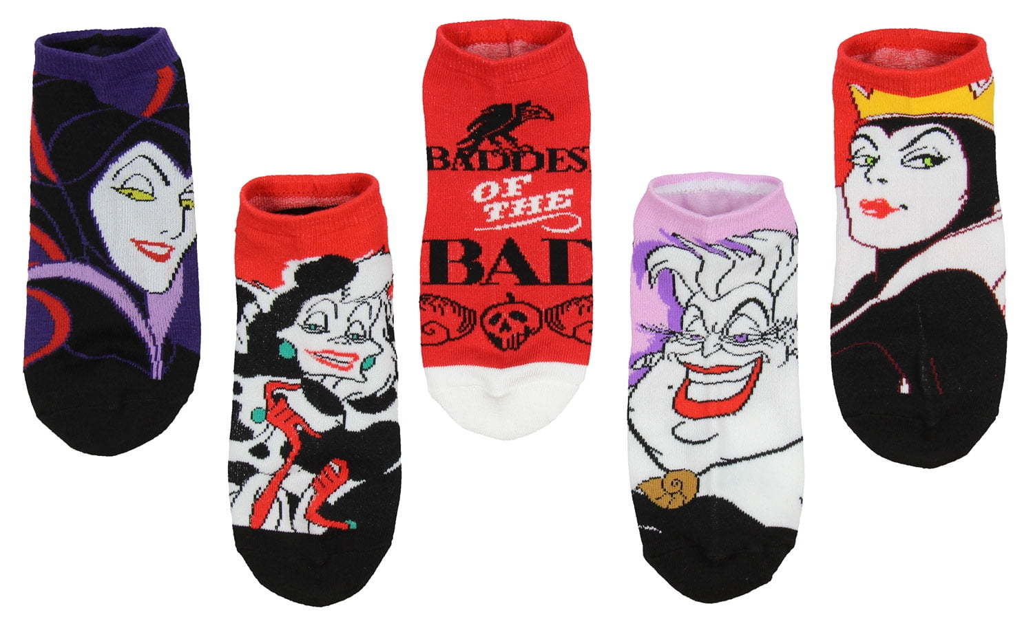 Disney Villains Ankle Socks for Women (Pack of 5) VillainThemed No
