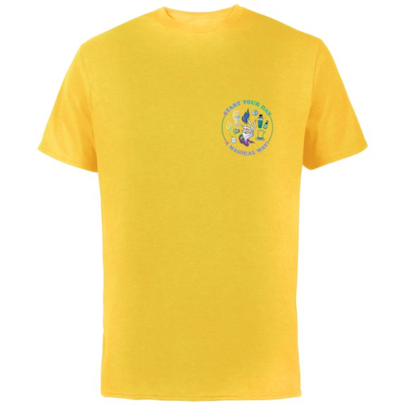 Disney Villains Start Your Day a Magical Way - Short Sleeve Cotton T-Shirt for Adults - Customized-Yellow