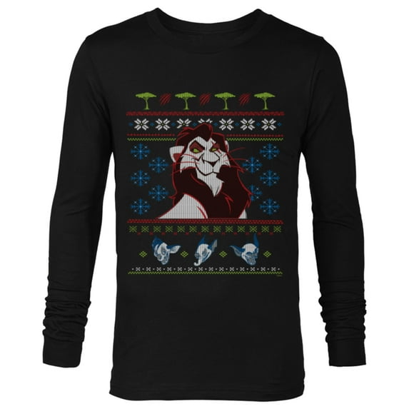 Disney Villains The Lion King Scar Ugly Christmas Sweater - Long Sleeve T-Shirt for Men - Customized-Black