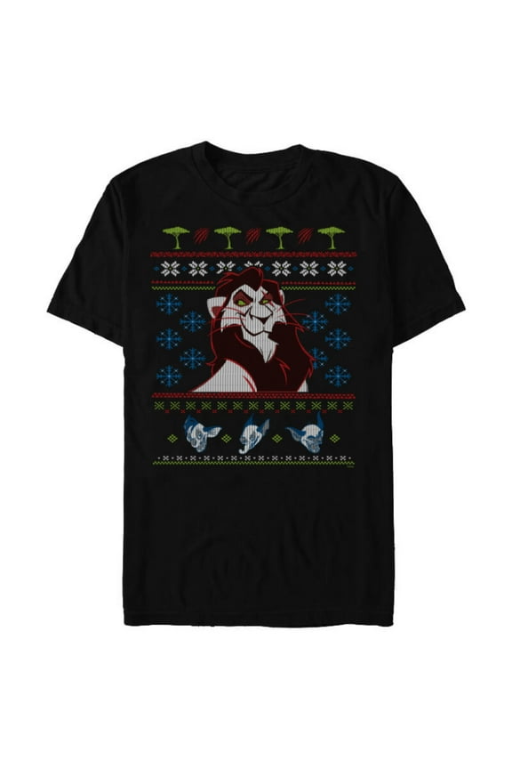 Villains The Lion King Scar Ugly Christmas Sweater - Short Sleeve Blended T-Shirt for Adults - Customized-Black