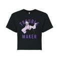 thumbnail image 1 of Disney Villains - Trouble Maker - Juniors Cropped Cotton Blend T-Shirt, 1 of 5