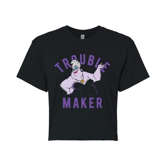 Disney Villains - Trouble Maker - Juniors Cropped Cotton Blend T-Shirt
