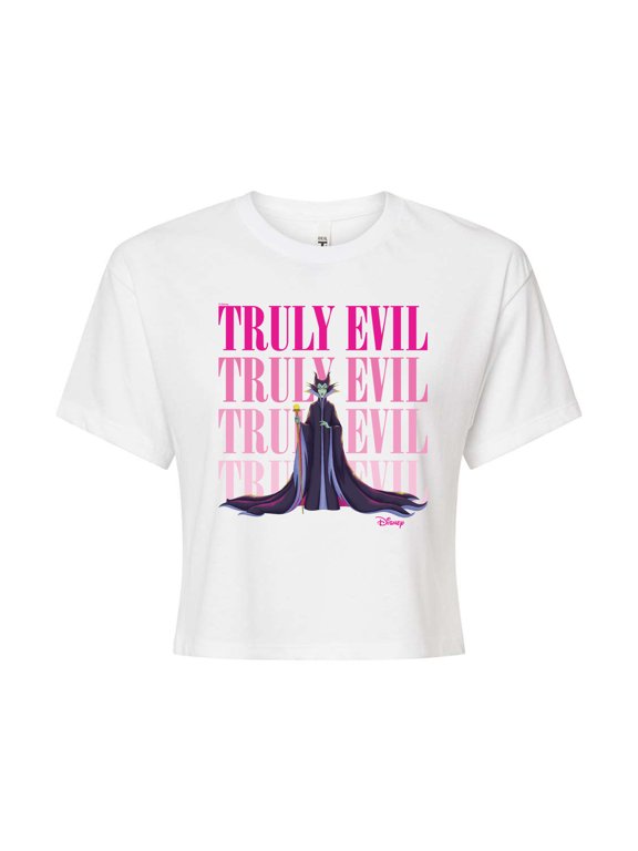 Villains - Truly Evil Maleficent - Juniors Cropped Cotton Blend T-Shirt