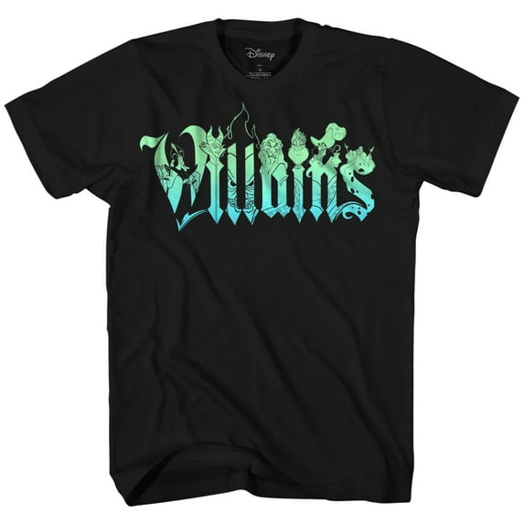 Disney Villains Type Graphic Tee Classic Vintage Movie Disneyland World Mens Adult T-Shirt Apparel