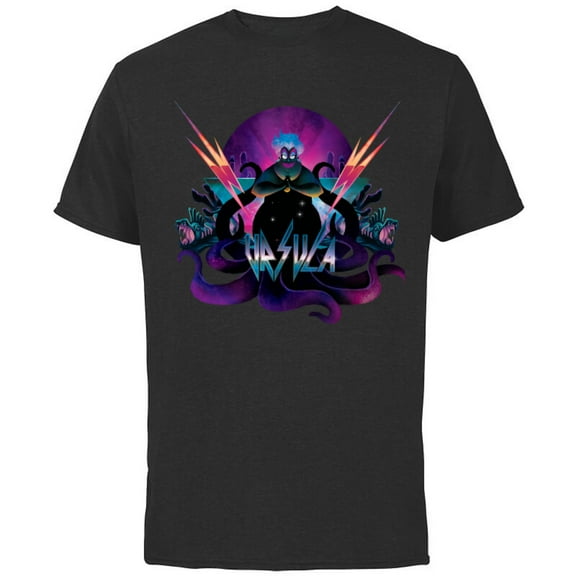 Disney Villains Ursula 90s Rock Band Neon T-Shirt - Short Sleeve Cotton T-Shirt for Adults - Customized-Black
