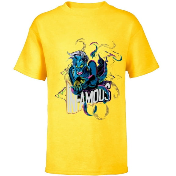 Disney Villains Ursula Infamous Illustrated - Short Sleeve T-Shirt for Kids - Customized-Yellow