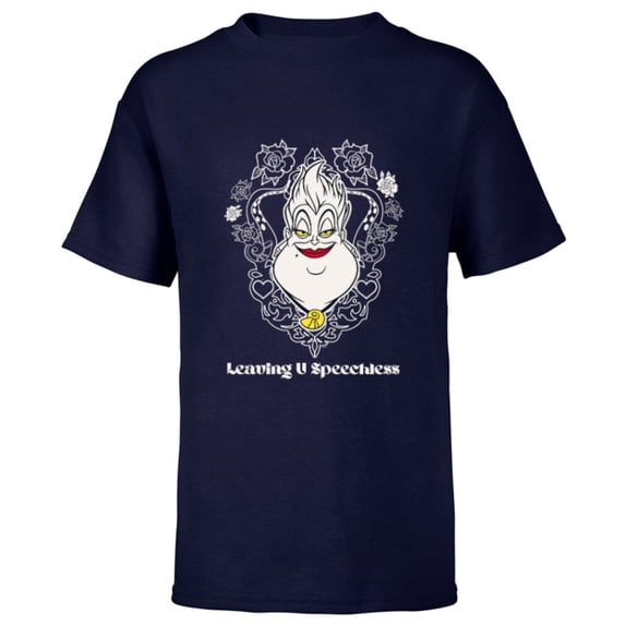 Disney Villains Ursula Little Mermaid Leaving U Speechless - Short Sleeve T-Shirt for Kids - Customized-Navy