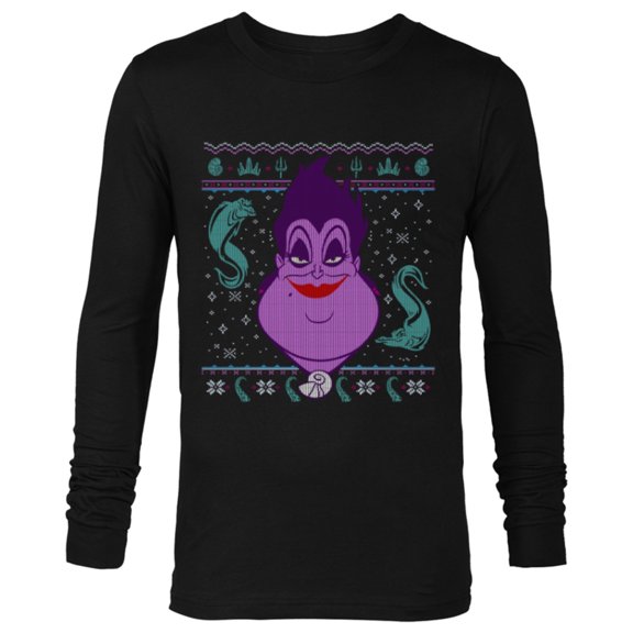 Disney Villains Ursula Ugly Christmas Sweater - Long Sleeve T-Shirt for Men - Customized-Black