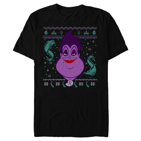 Disney Villains Ursula Ugly Christmas Sweater - Short Sleeve Blended T-Shirt for Adults - Customized-Black