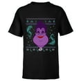 thumbnail image 1 of Disney Villains Ursula Ugly Christmas Sweater - Short Sleeve T-Shirt for Kids - Customized-Black, 1 of 5