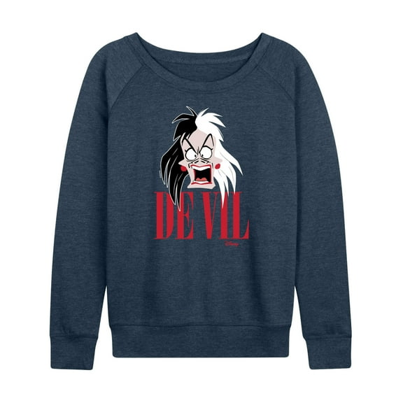 Disney Villains - Valentine's Day - De Vil Devil - Cruella De Vil - Women's Lightweight French Terry Long Sleeve Shirt