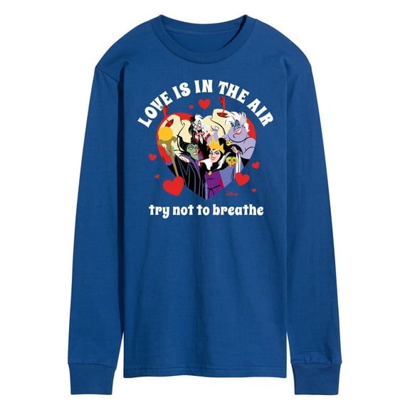 Disney Villains - Valentine's Day - Love Is In The Air Try Not to Breathe - Men's Long Sleeve T-Shirt