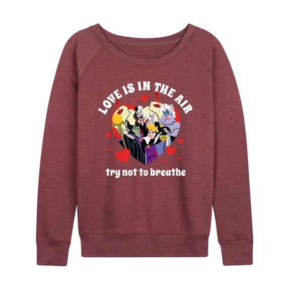 Disney Villains - Valentine's Day Love Is In The Air Try Not to Breathe - Women's Lightweight French Terry Long Sleeve Shirt