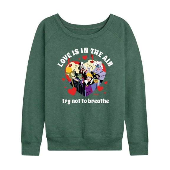 Disney Villains - Valentine's Day Love Is In The Air Try Not to Breathe - Women's Lightweight French Terry Long Sleeve Shirt