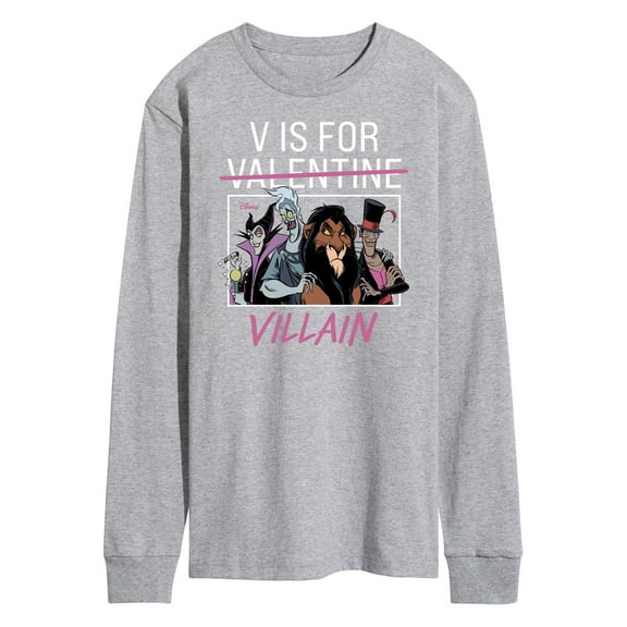 Disney Villains - Valentine's Day - V is for Villain - Men's Long Sleeve T-Shirt