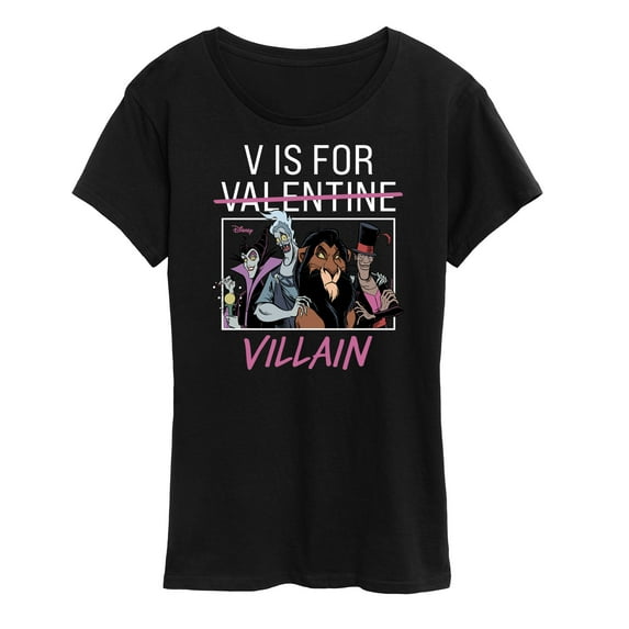 Disney Villains - Valentine's Day - V is for Villain - Women's Short Sleeve Graphic T-Shirt