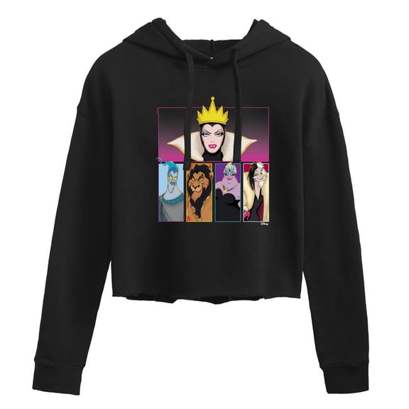 Disney Villains - Villains Grid  - Juniors Cropped Pullover Hoodie