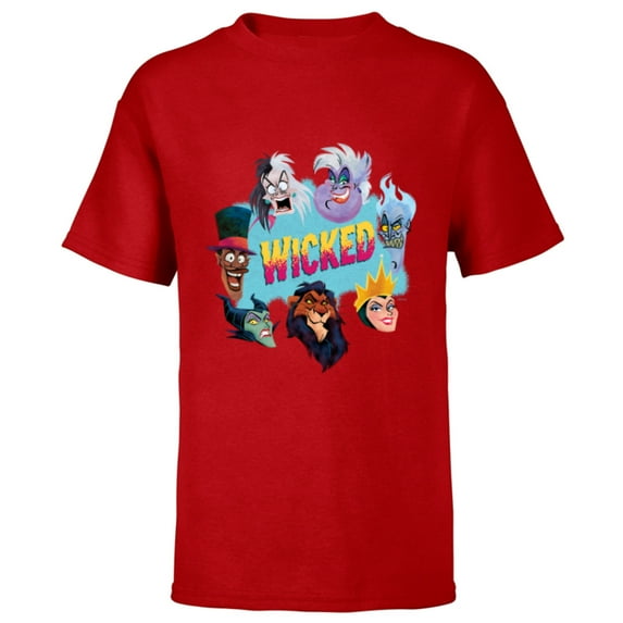 Disney Villains Wicked Ensemble of Evil - Short Sleeve T-Shirt for Kids - Customized-Red