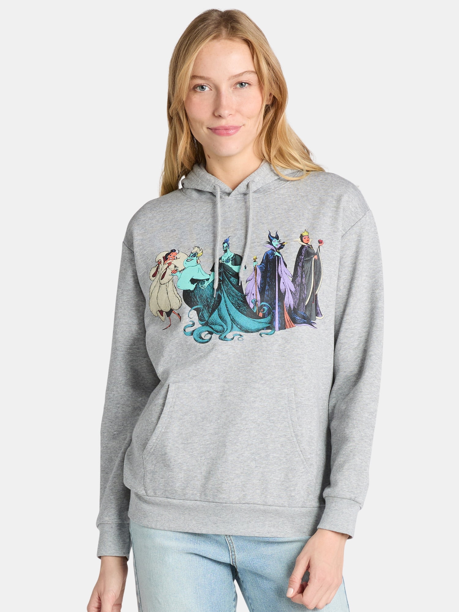Disney Villains Women's Front Back Graphic Hoodie, Sizes XXS