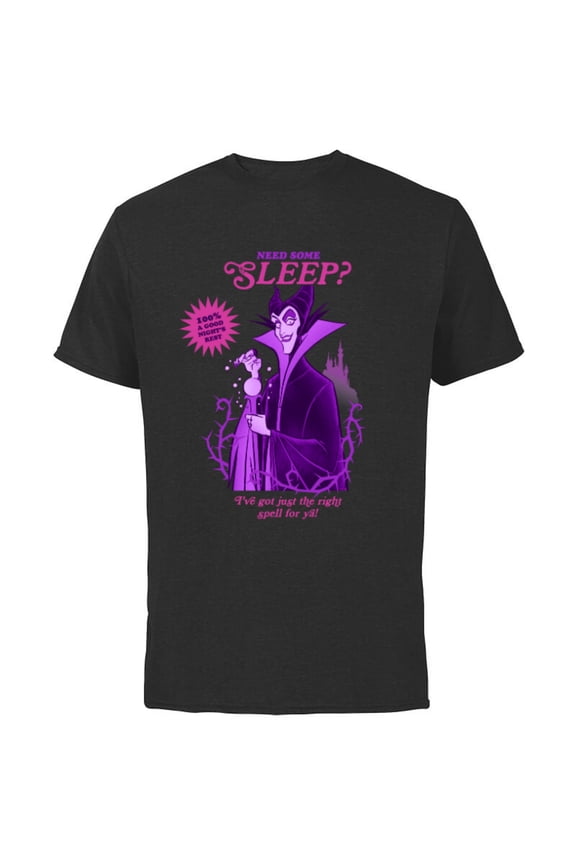 Villains for Hire Maleficent Need Some Sleep? - Short Sleeve Cotton T-Shirt for Adults - Customized-Black